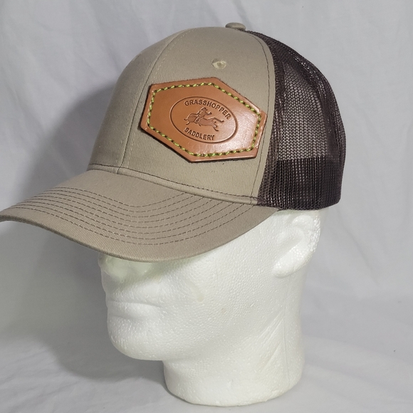 Men's Port Authority Leather Patch Trucker Snapback Workwear Hat Equestrian - Picture 9 of 16